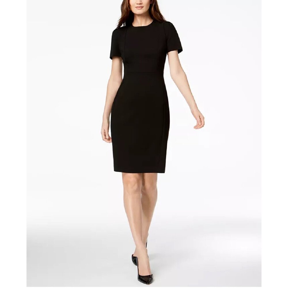 Calvin Klein Short Sleeve Scuba Sheath Dress
